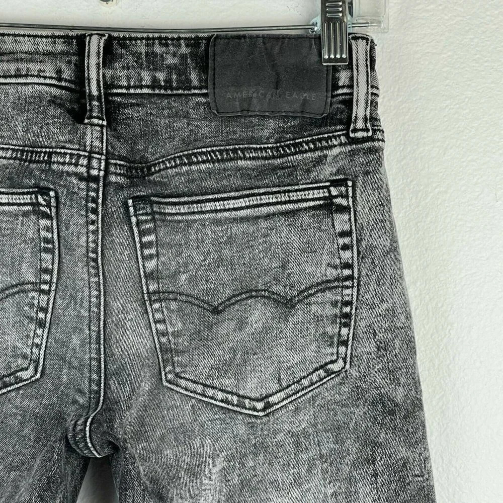 American Eagle Next Level Flex Jeans Mens 26 x 28 Distressed Acid Washed Black - Picture 7 of 10